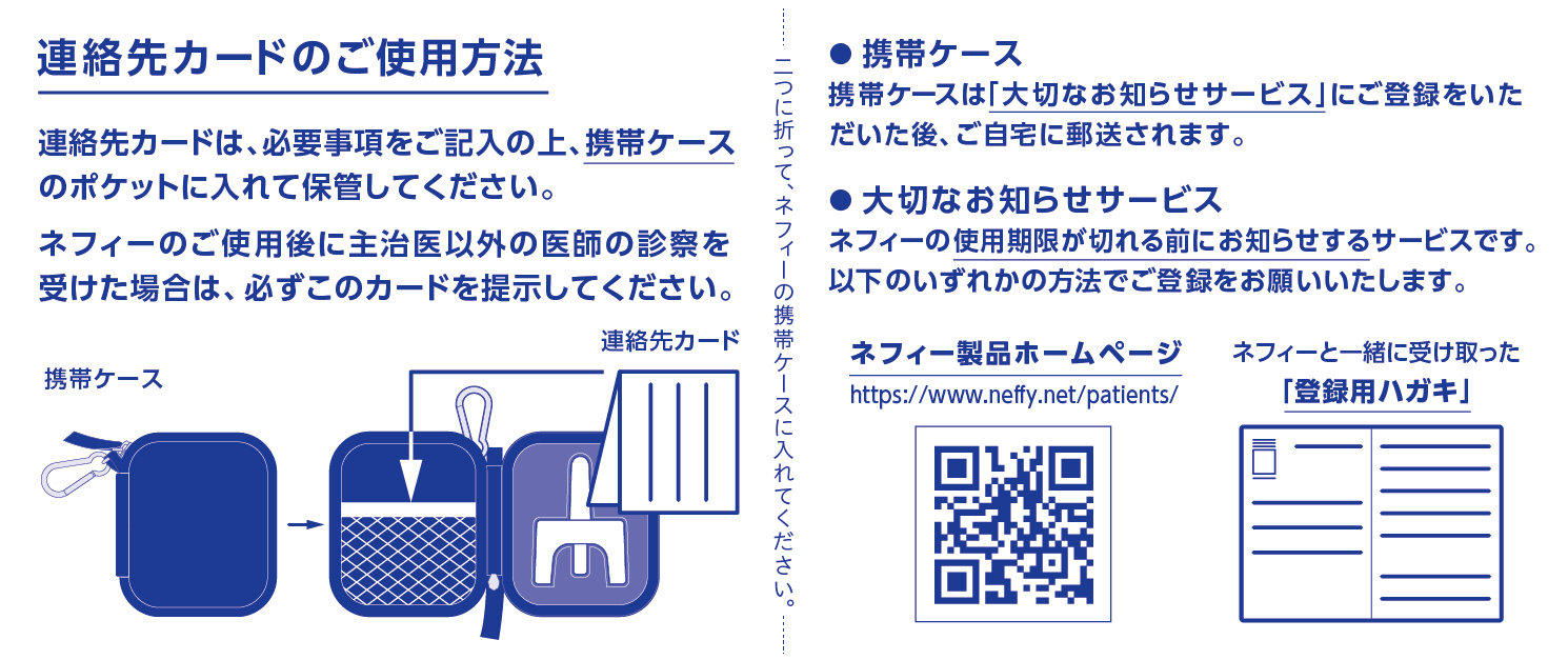 連絡先カードの説明｜処方手順｜ネフィー®サイト 医療従事者向け